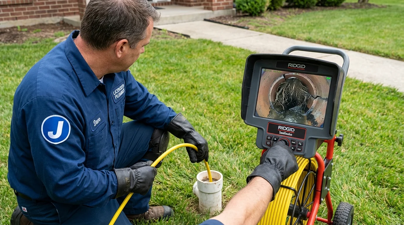 Sewer camera inspection being performed by Johns Plumbing LLC in Waretown